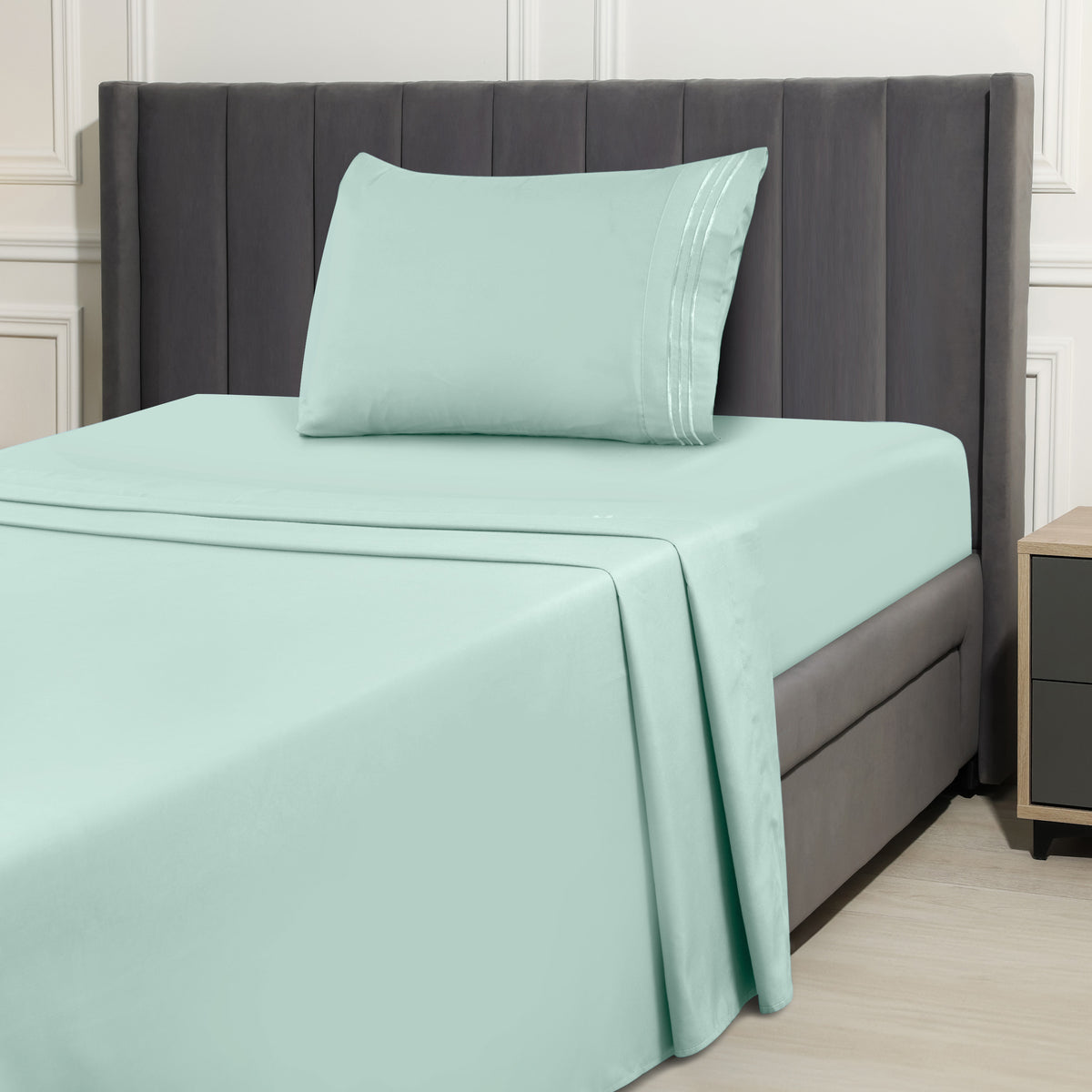 1800 Series Bed Sheets Set 4 Pieces – Brushed Microfiber Deep Pocket Sheet Set with Pillowcases, Cooling & Breathable Bedding for All Seasons, Fade Resistant, Fits Mattresses Up to 16 Inches
