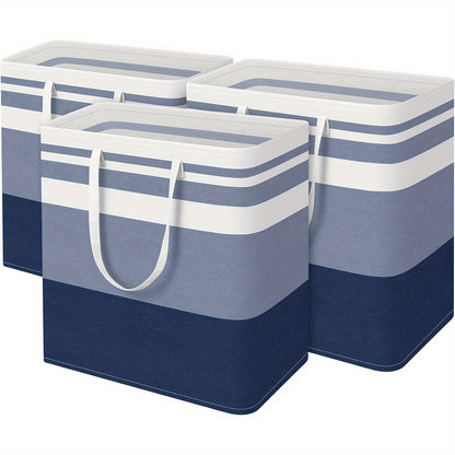 Collapsible Laundry Hamper Set of 3 with Easy Carry Handles, Freestanding Tall Clothes Basket 75L 100L for Bedroom Dorm Bathroom, Foldable Fabric Laundry Baskets