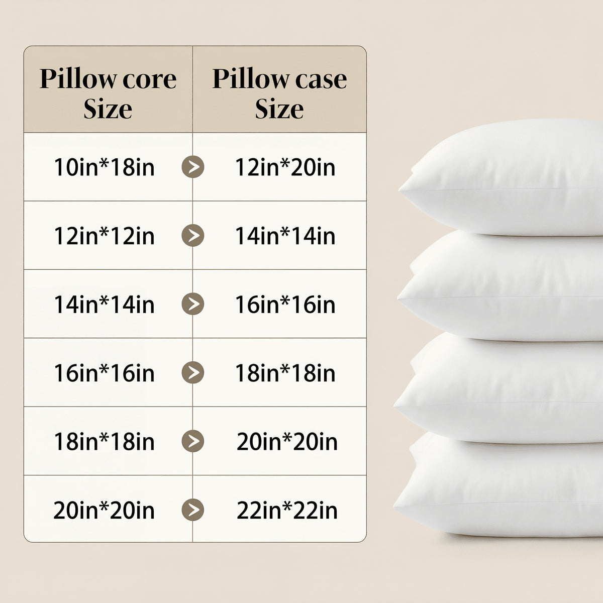Fluffy Square Pillow Inserts with Zipper Closure – 4 Pack Plump Cushion Stuffer Inserts for Sofa, Bed & Patio | 6 Sizes | Machine Washable | 100% Polyester Fill