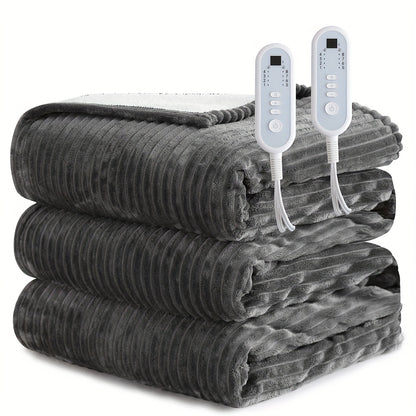 Heated Blanket Electric Flannel with 8 Heat Settings & 10-Hour Auto Off Timer, PTC NTC Dual Overheat Protection, Machine Washable Electric Blanket Throw Twin Full Queen King for Bed Couch Sofa