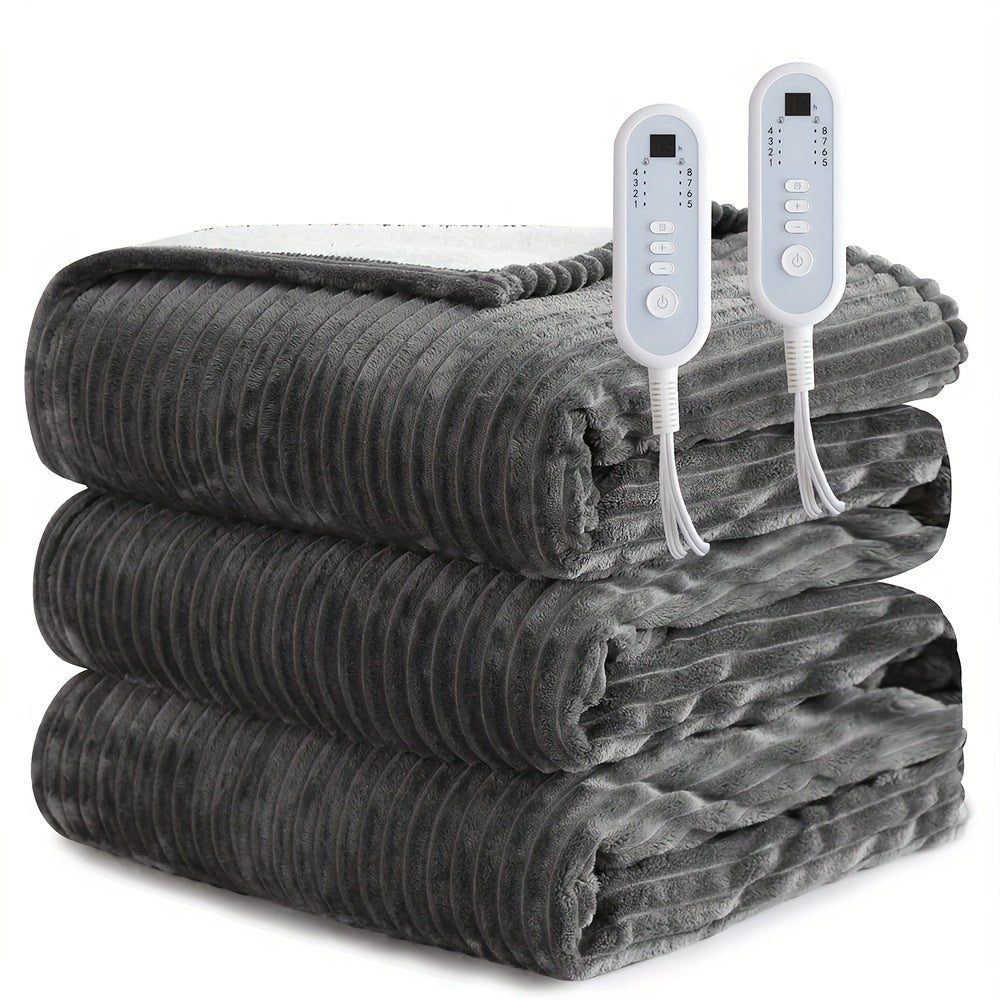 Heated Blanket Electric Flannel with 8 Heat Settings & 10-Hour Auto Off Timer, PTC NTC Dual Overheat Protection, Machine Washable Electric Blanket Throw Twin Full Queen King for Bed Couch Sofa