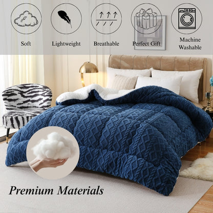 Plush Comforter Queen King Twin XL Full Extra Thick 500GSM Double-Sided Taffeta Soft Warm Fluffy Bedding for Autumn Winter – Grey Beige Blue Pink Luxury Cozy Comforter