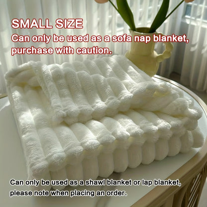 Faux Rabbit Fur Fleece Blanket Ultra-Soft 3D Double-Sided Throw – All-Season Plush Blanket for Bed, Couch & Travel, Multi-Color in 4 Sizes: White, Pink, Gray, Khaki, Purple & More