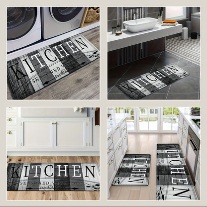 Kitchen Mat Printed Absorbent Non-Slip Durable Floor Mat for Kitchen Door Hallway Entryway Laundry Room, Modern Decorative Kitchen Rug Carpet Mat Easy to Clean