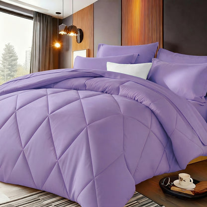 Quilt Comforter Set with Pillowcases Twin Queen King - Soft Breathable Diamond Pattern Lightweight Bed Quilt 2/3 Piece, 20 Colors Blue Purple Green Red Black Orange Brown