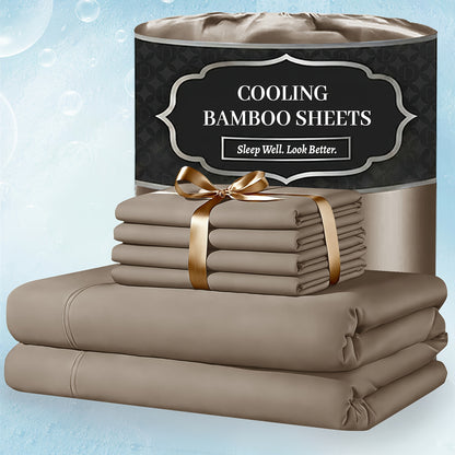 Bamboo Bed Sheet Set Extra Deep Pocket – 4 & 6 Piece Breathable Cooling Fitted Sheet Set, Soft Wrinkle-Free Hotel Luxury Bedding for Hot Sleepers, Twin Full Queen King Size with Pillowcases