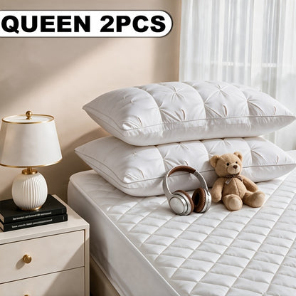 Luxury Hotel Quality Pillows 2 Pack Hypoallergenic Soft Plush Fill Breathable Cooling for Deep Sleep Side Back Sleepers Queen King Size All Season Machine Washable Bedroom Pillows