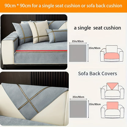 Chenille Sofa Cover Pet-Friendly All-Season Slipcover Furniture Protector for Living Room Bedroom Office - Fits Single 2 3 4 Seater Sofa - Blue-Green Deep Gray Off White Light Gray