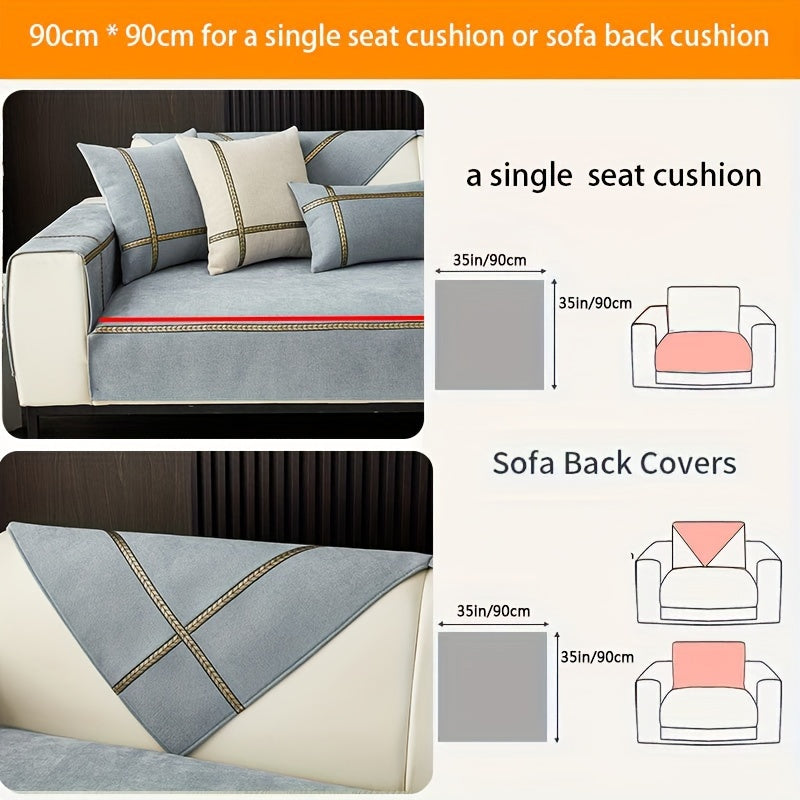 Chenille Sofa Cover Pet-Friendly All-Season Slipcover Furniture Protector for Living Room Bedroom Office - Fits Single 2 3 4 Seater Sofa - Blue-Green Deep Gray Off White Light Gray