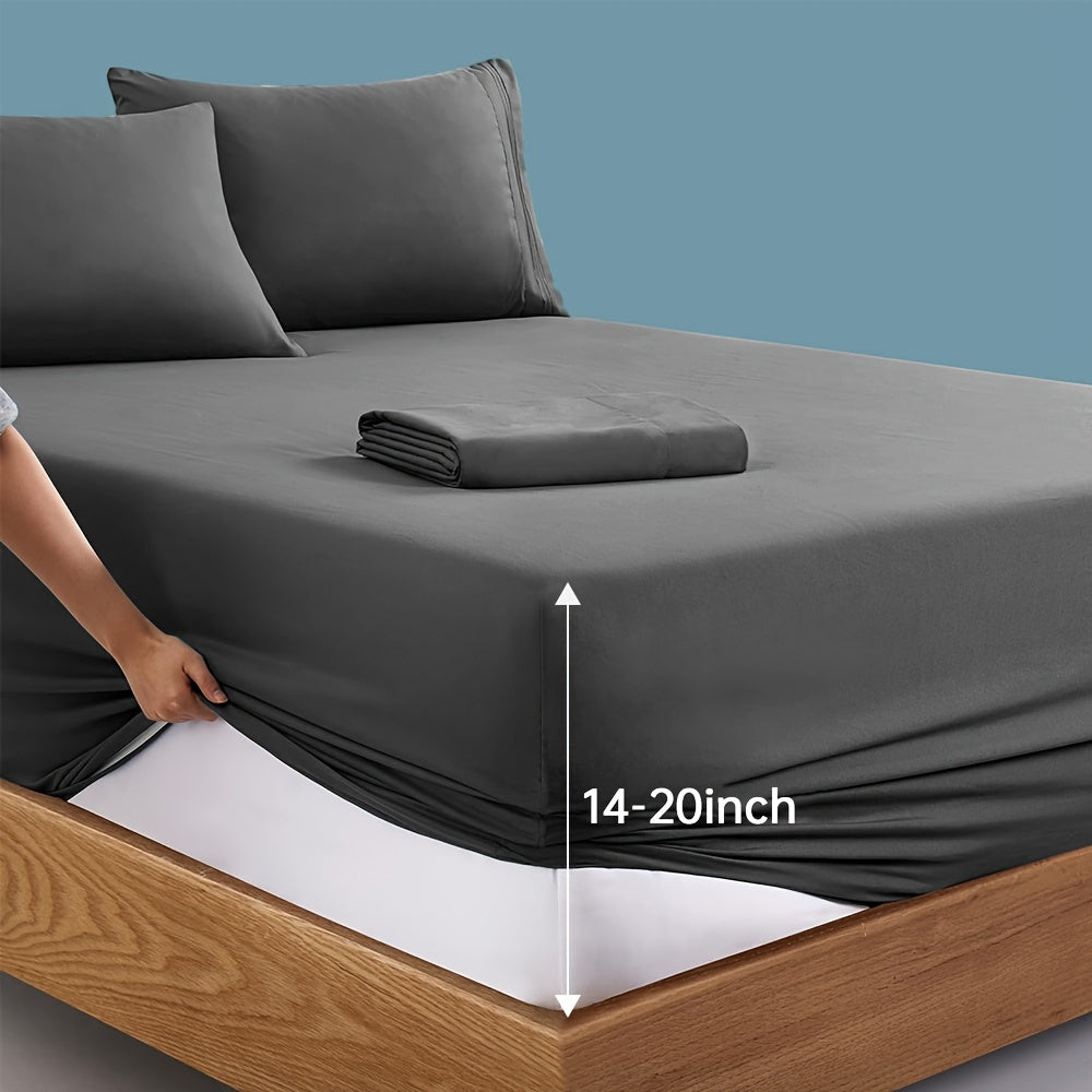 Deep Pocket Bed Sheets Set 4 Piece Hotel Luxury 2000 Thread Count Microfiber Fitted Sheet Twin Full Queen King Up to 20 Inch – 8 Colors Soft Breathable Wrinkle Resistant Bedding