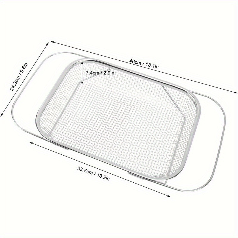 Stainless Steel Adjustable Telescopic Colander Basket for Sink – Expandable Fruit Vegetable Washing Strainer Rack for Kitchen, Fits 9–14 Inch Sinks
