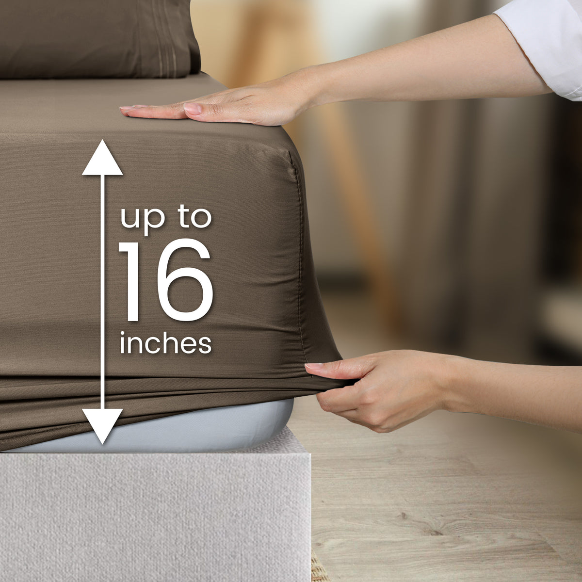1800 Series Bed Sheets Set 4 Pieces – Brushed Microfiber Deep Pocket Sheet Set with Pillowcases, Cooling & Breathable Bedding for All Seasons, Fade Resistant, Fits Mattresses Up to 16 Inches