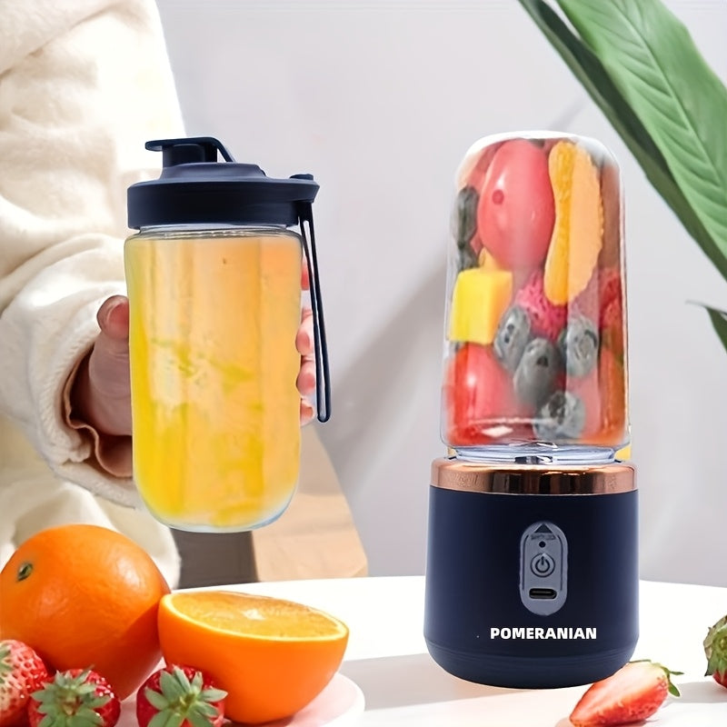 Portable Blender Juicer Double Cup USB Rechargeable 1500mAh, Personal Mini Blender for Fruit & Vegetable Smoothies, Food Grade ABS, Compact Travel Juicer with Gift Box – Pink, Blue or White