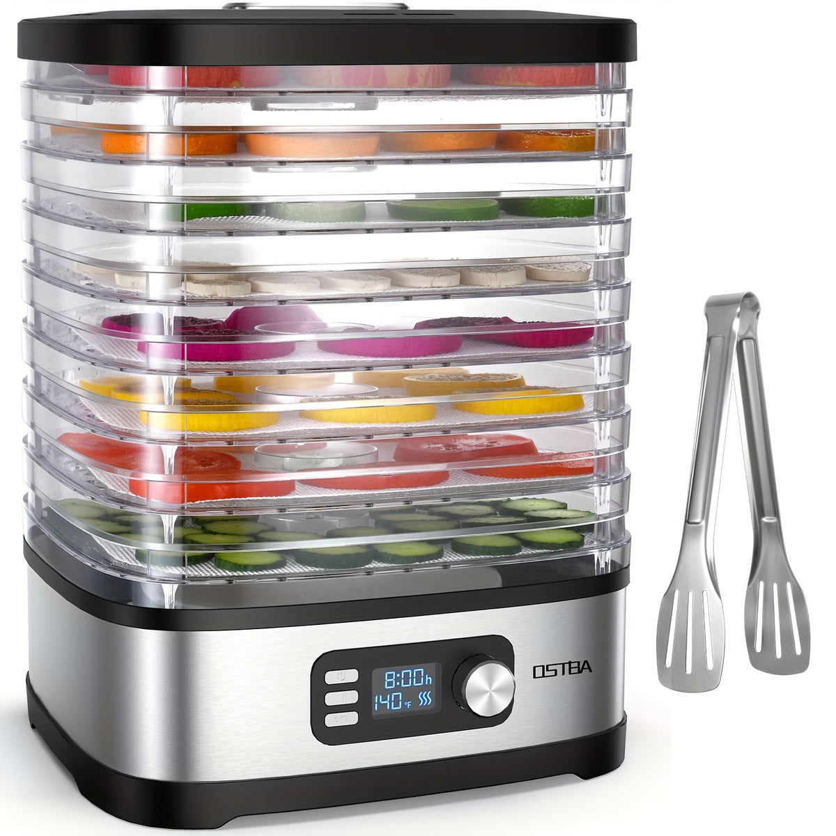 Food Dehydrator Machine 5-Tray with Adjustable Temperature & 72H Timer – 240W Electric Dryer for Jerky, Fruit, Herbs, Dog Treats & Snacks, LED Display + Recipe Book