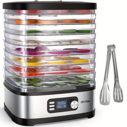 Food Dehydrator Machine 5-Tray with Adjustable Temperature & 72H Timer – 240W Electric Dryer for Jerky, Fruit, Herbs, Dog Treats & Snacks, LED Display + Recipe Book