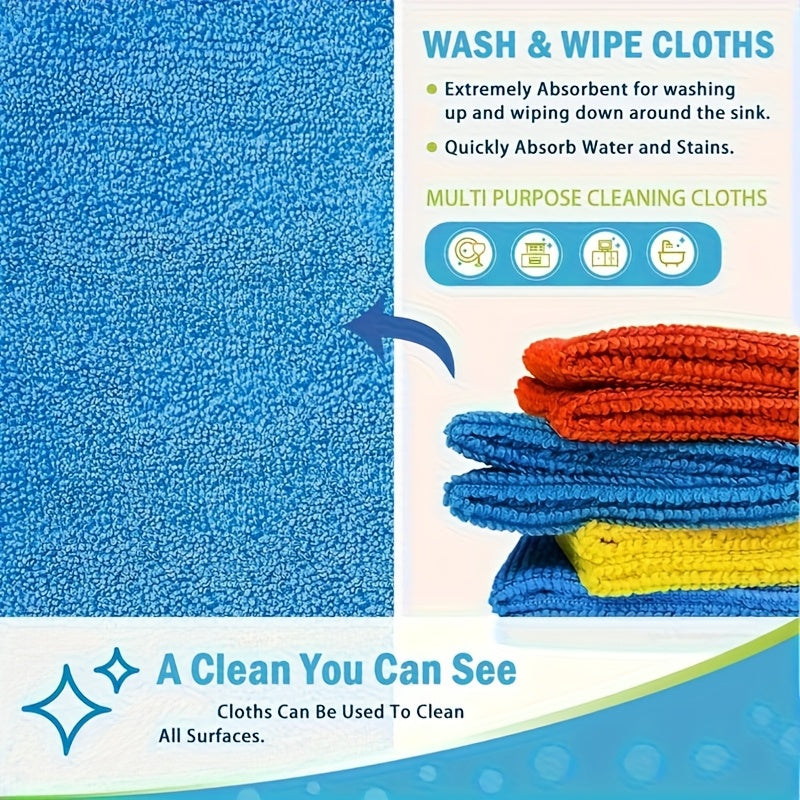 Microfiber Cleaning Cloths 20-Pack Multifunctional Absorbent Dish Cloths Kitchen Towels - Durable Household Rags for Kitchen Bathroom Car Cleaning - Easily Remove Stains & Grease Random Colors