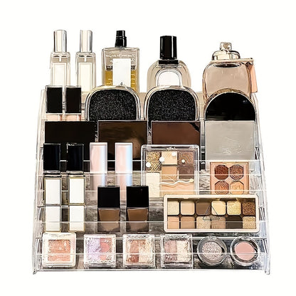 Clear Acrylic Perfume Organizer 5 Tier Transparent – Countertop Vanity Display Shelf for Perfume Bottles Skincare Makeup Cosmetics Lightweight Sturdy Tool-Free Assembly Bathroom Dresser