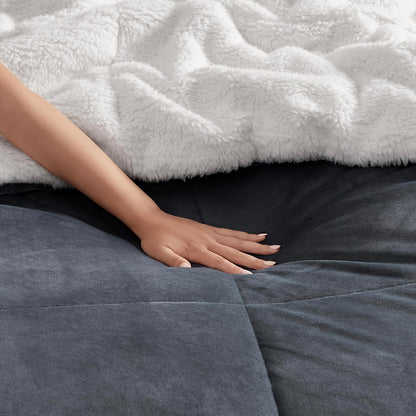 Sherpa Fleece Blanket 500GSM Three-Layer Warm Throw Blanket for Sofa Couch Bed Camping - Soft Plush Blanket All Seasons Navy Blue Beige Dark Gray Tie-dye Grey