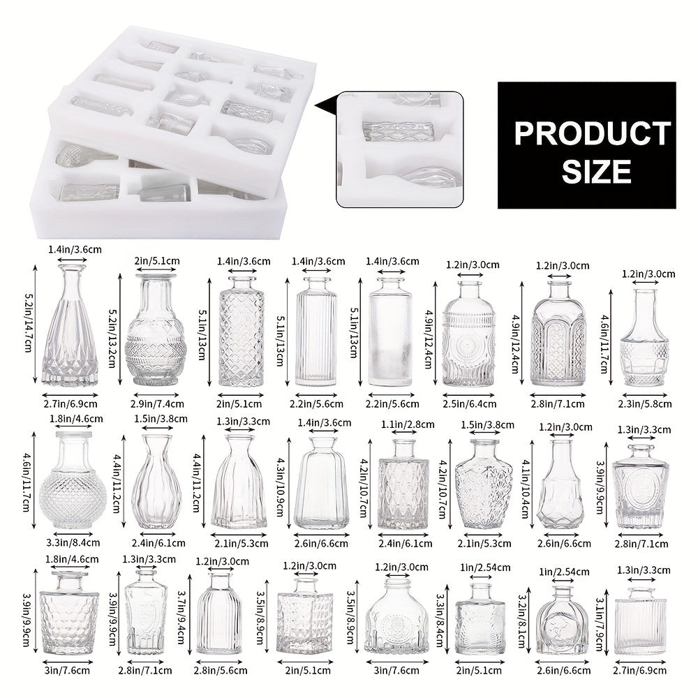 Mini Bud Vases Set 9/12/24/36/54 Pcs Clear Glass Small Flower Vases for Wedding Centerpieces, Birthday Party Anniversary Home Table Decor, Multiple Sizes Bulk Vases for Mother's Day