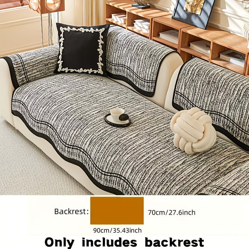 Chenille Sofa Cover Cushion 2 3 4 Seater Non-Slip Anti-Scratch Couch Protector, Premium Minimalist Sofa Slipcover All Season Universal Fit for Living Room Bedroom, Black Grey Beige Coffee