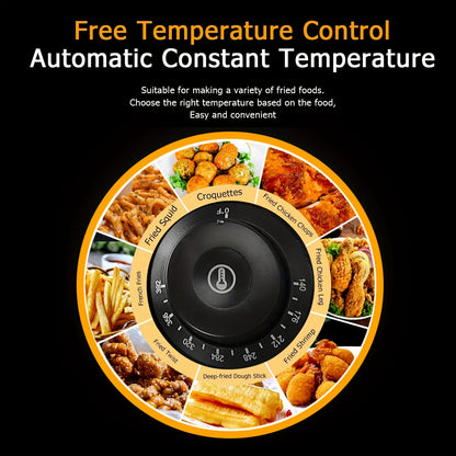 Stainless Steel Electric Deep Fryer with 2 Baskets & Lids – 5000W 10QT Large Capacity, Adjustable Temperature 140–392°F, US Plug, for French Fries, Chicken & Donuts, Home & Commercial Kitchen