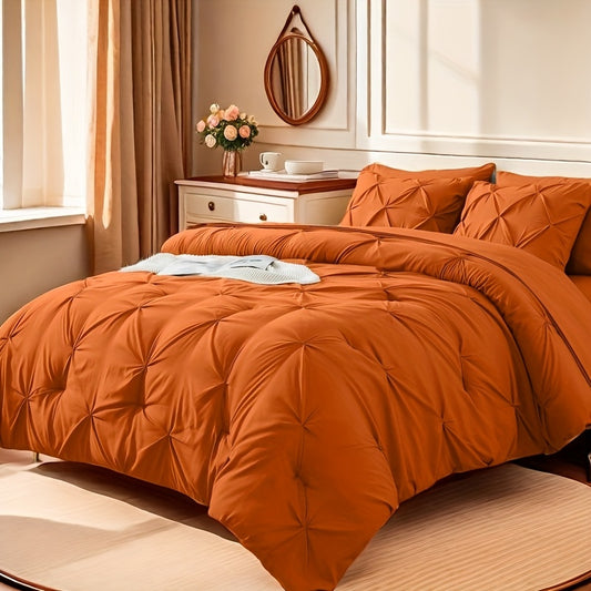 Pinch Pleated Comforter Set Queen King Full – 7 Piece Bed in a Bag with Sheets Pillowcases Pillow Shams, Hypoallergenic Down Alternative Microfiber Bedding 33 Colors All Season