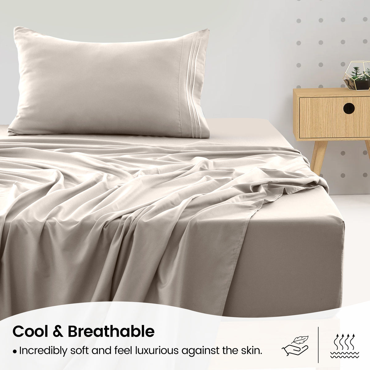 1800 Series Bed Sheets Set 4 Pieces – Brushed Microfiber Deep Pocket Sheet Set with Pillowcases, Cooling & Breathable Bedding for All Seasons, Fade Resistant, Fits Mattresses Up to 16 Inches