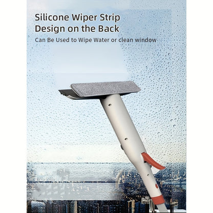 3-in-1 Glass Cleaning Kit with Durable Metal Pole & Scraper - Reach High Windows, Shower Doors & Car Windshields Easily, Essential Home Window Cleaning Tool