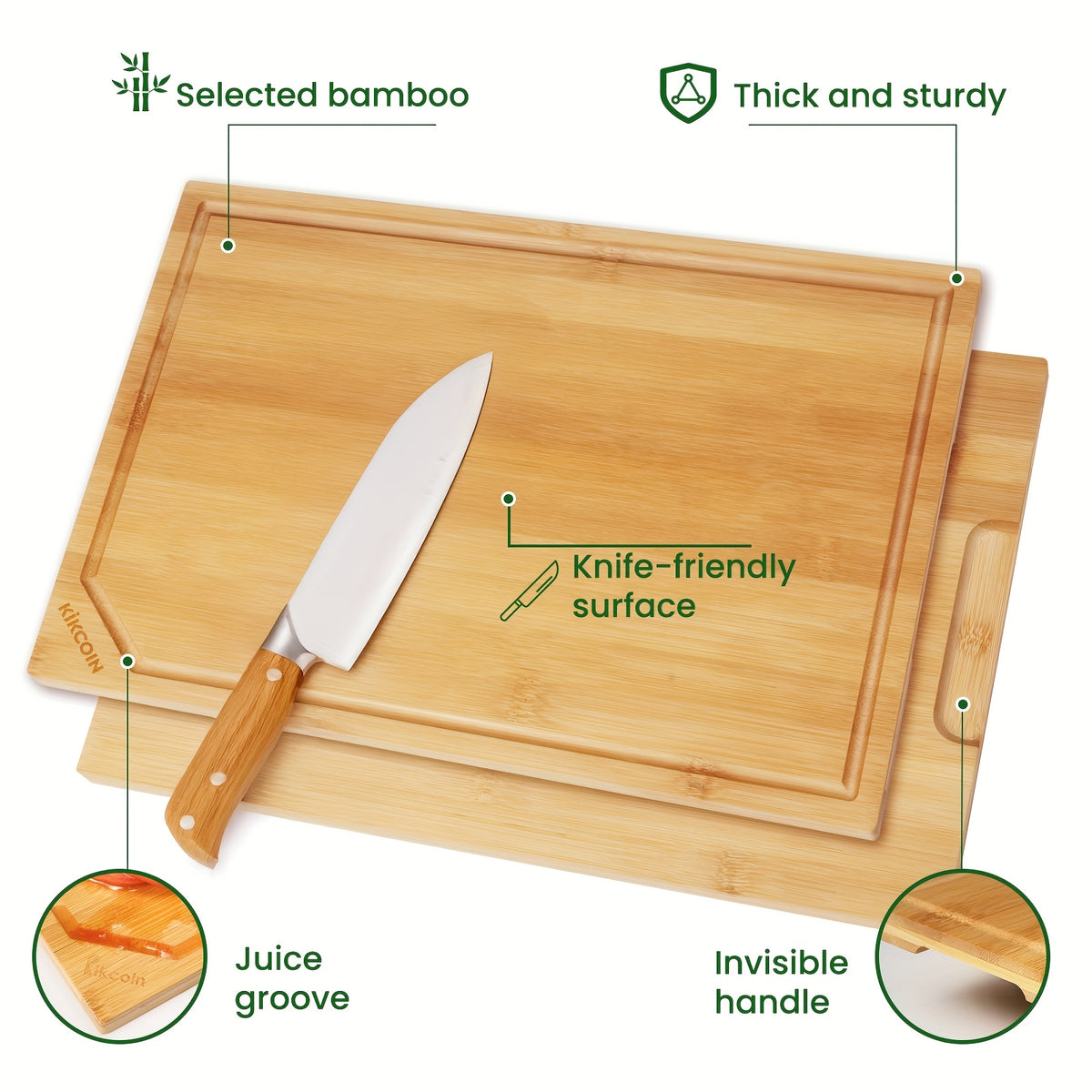Extra Large Bamboo Cutting Board Set 4 Piece – Heavy Duty Chopping Boards with Juice Grooves for Meat Vegetables Cheese, Eco-Friendly Kitchen Prep Boards, Housewarming & Holiday Gift