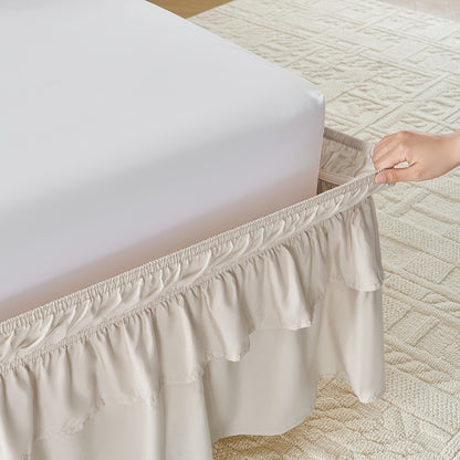 Ruffle Bed Skirt 16 Inch Drop Elastic Wrap Around – Twin Full Queen King/CK, 10 Colors, Easy No-Lift Install, Machine Washable Dust Ruffle