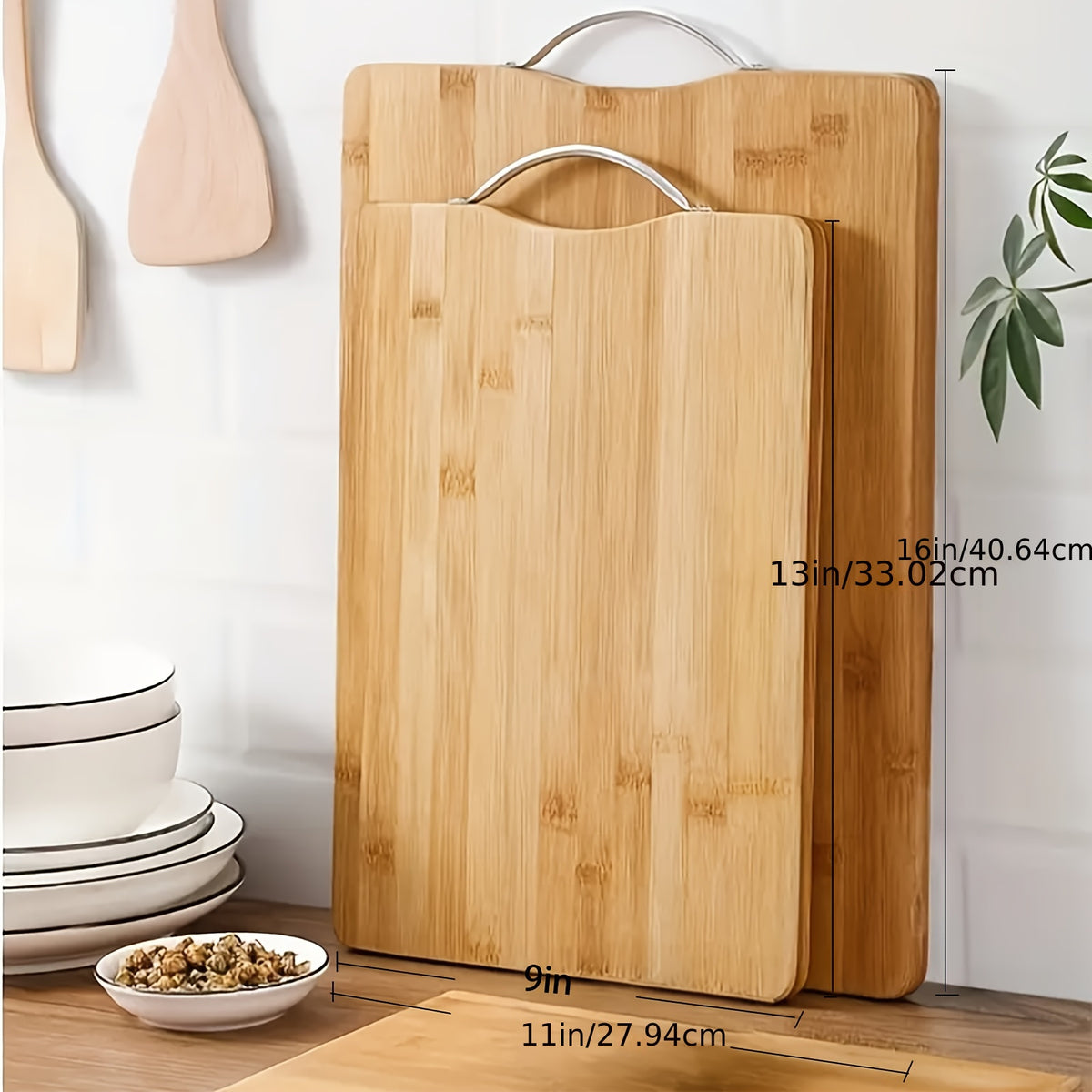 Bamboo Cutting Board Large Natural Wooden Chopping Board for Kitchen Meat Vegetable Bread Prep – Eco-Friendly Thick Butcher Block