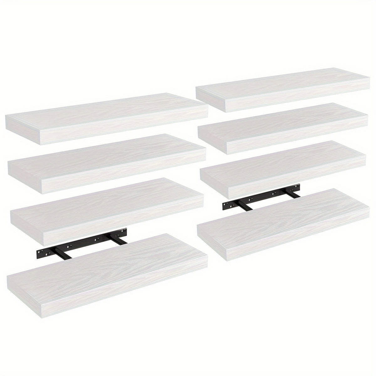 Rustic Floating Shelves 15.8 Inch 4 or 8 Pack – Wall Mounted Wood Shelf with Invisible Brackets for Home Decor Living Room Bedroom Bathroom Kitchen Brown Black White Gray