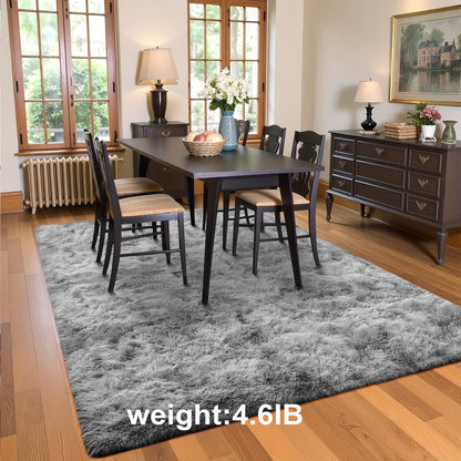 Fluffy Area Rug Non-Slip Soft Plush Carpet for Living Room Bedroom Kitchen Bathroom – Modern Home Decor Floor Mat Easy to Clean – Multiple Sizes & Colors Coffee Gray Black