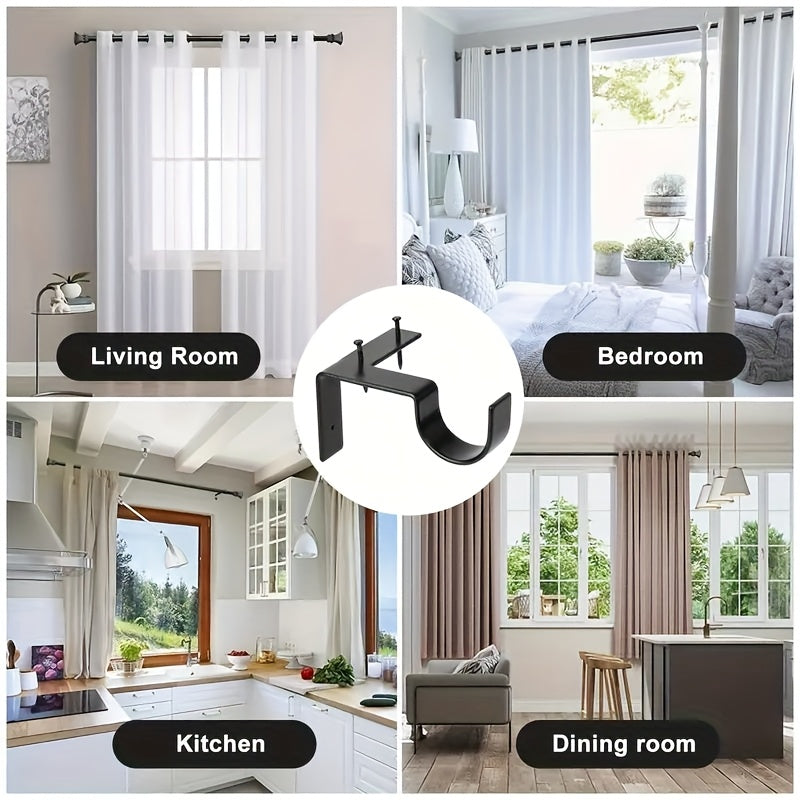 No-Drill Curtain Rod Bracket Adjustable Heavy-Duty Wall-Mounted Curtain Rod Holder for Living Room Bedroom Doors (4/8pcs)