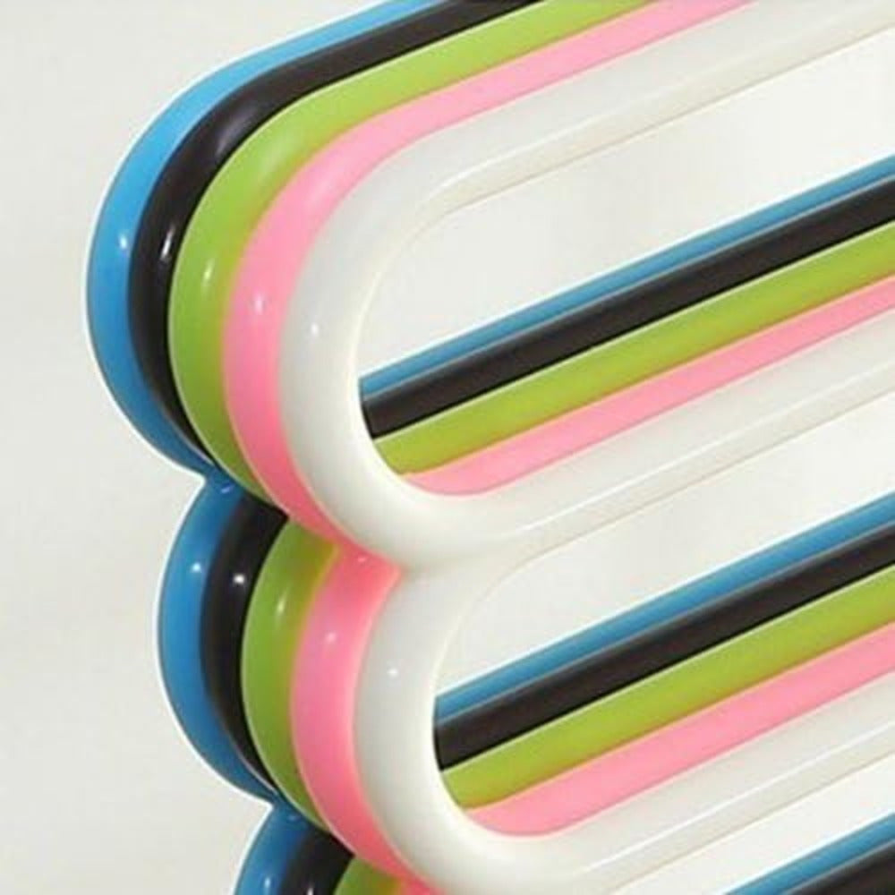 Pants Hangers 5 Pack 5-Layer Non-Slip Space Saving Closet Organizer Hanger Rack for Clothes Pants Jeans Scarves Ties Wardrobe Laundry Room 4 Colors