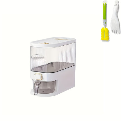 Rice Storage Container Large Capacity 11 or 22 LB with Measuring Cup & Date Markings, Airtight Grain Storage Bin for Kitchen Pantry, Dry Food Container for Rice, Flour, Oats & Grains – White or Gray