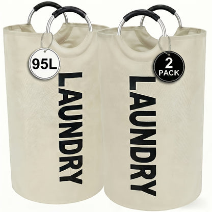 Large Laundry Basket Set of 2, Foldable 25.1 Gallon Elevated Hamper with Half Ring Handle – Collapsible Clothes Hamper for Bedroom, Bathroom & Dorm, Multiple Colors, Sturdy & Space-Saving Design