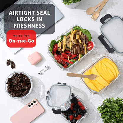 Glass Food Storage Containers with Lids 34 Piece Set Airtight Leak-Proof Meal Prep Containers Microwave Oven Dishwasher Freezer Safe for Kitchen Pantry Lunch Box