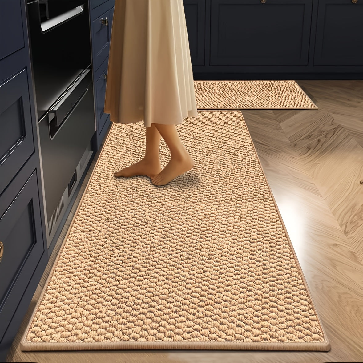Kitchen Runner Mat Washable Swordfish Pineapple Design 1300GSM Thick Non-Slip Rug for Hallway, Laundry Room, Bathroom & Entrance – Beige Coastal Tropical Home Decor
