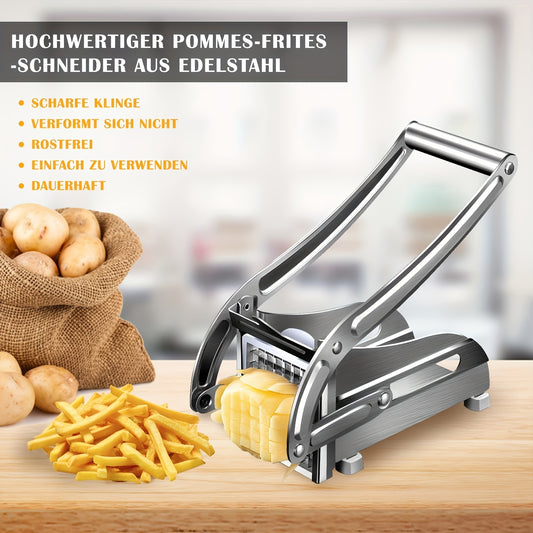 Stainless Steel French Fry Cutter & Vegetable Chopper – Multi-Function Food Slicer for Potato, Onion, Carrot, Cucumber – Kitchen Gadget with Sharp Blades