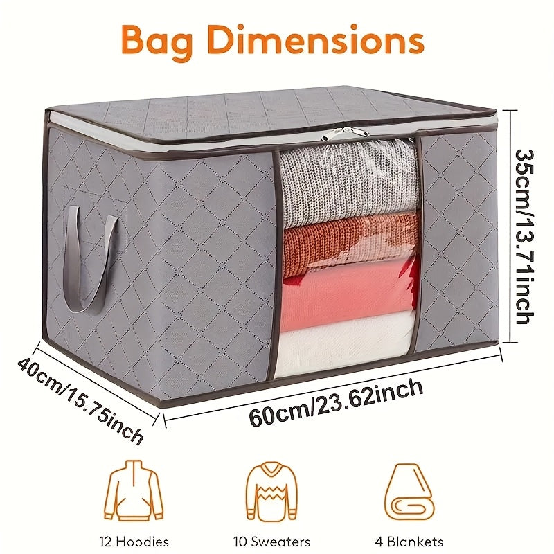 Extra Large Nylon Storage Bags 6pcs (Buy 3 Get 3) - Thick Gallon Organizer Bags with Reinforced Ribs & Top Handles for Clothes, Bedding, Blankets - Under Bed Storage, Foldable Space Saver