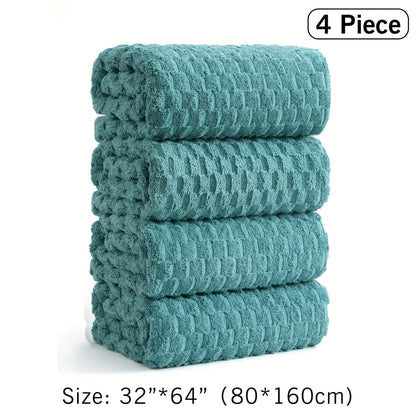 Oversized Bath Towel Set 4-Pack 800GSM Microfiber Extra Large 35"x70" – Ultra Soft Quick-Dry Spa-Grade Towels, Lint-Free, Machine Washable, Beige White Blue Gray for Home, Airbnb & Gifting