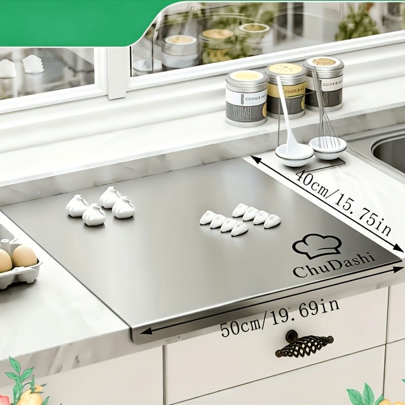 304 Stainless Steel Cutting Board Kitchen Meat Chopping Board, Hygienic Non-Porous Knife Board for Meat, Fish & Vegetables, Easy-Clean Kitchenware – 5 Sizes Available