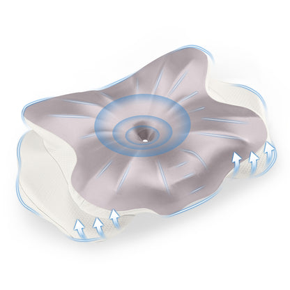 Cervical Neck Pillow Memory Foam Ergonomic Contour for Side Back Stomach Sleepers - Orthopedic Neck Support with Cooling Pillowcase, Grey White King Standard 2-Pack
