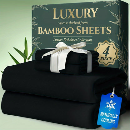 Cooling Bed Sheets Set Bamboo Blend - Ultra-Soft Breathable Deep Pocket Sheets for Hot Sleepers, Twin Full Queen King Size, 13 Colors, Moisture-Wicking Temperature Regulating Bedding