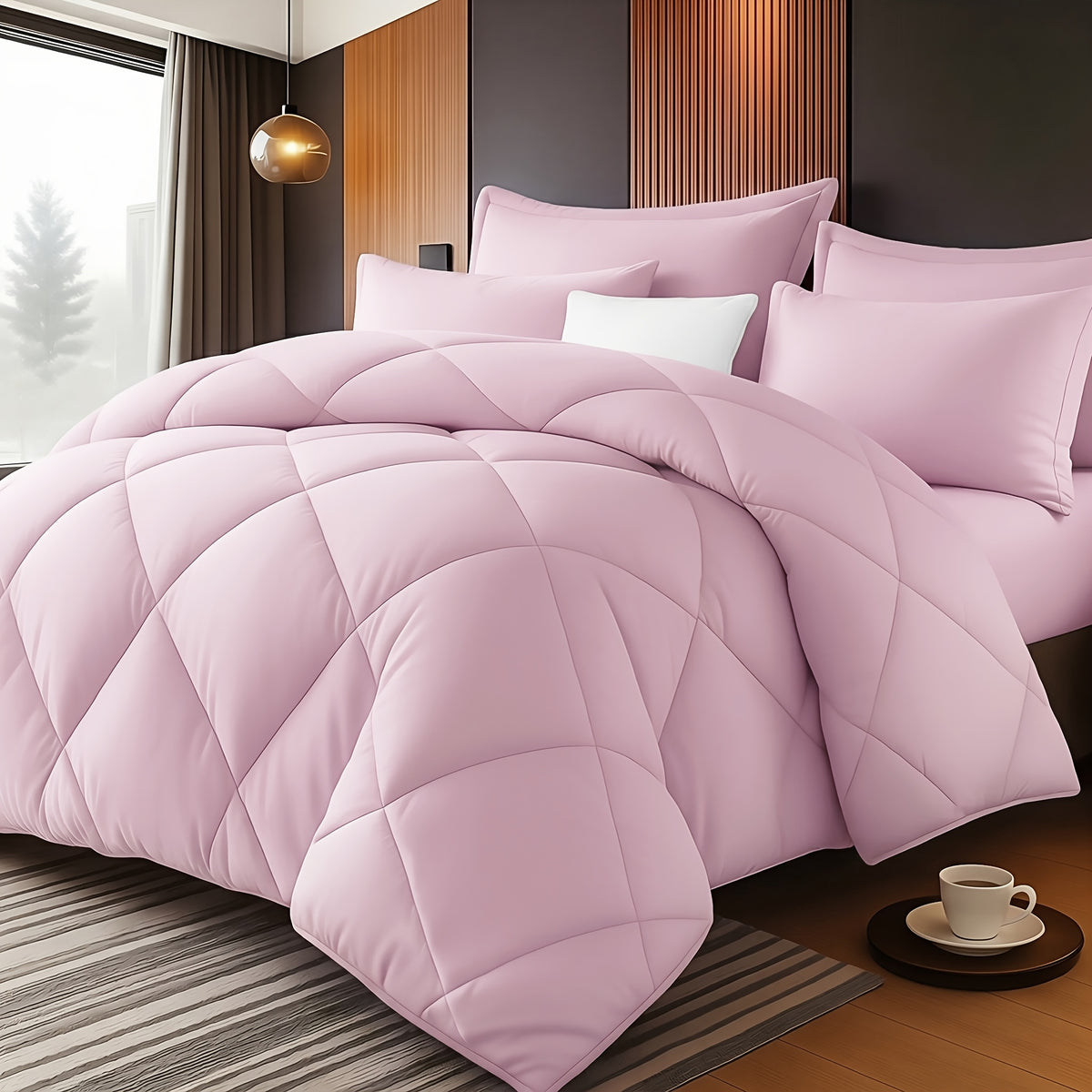 Quilt Comforter Set with Pillowcases Twin Queen King - Soft Breathable Diamond Pattern Lightweight Bed Quilt 2/3 Piece, 20 Colors Blue Purple Green Red Black Orange Brown