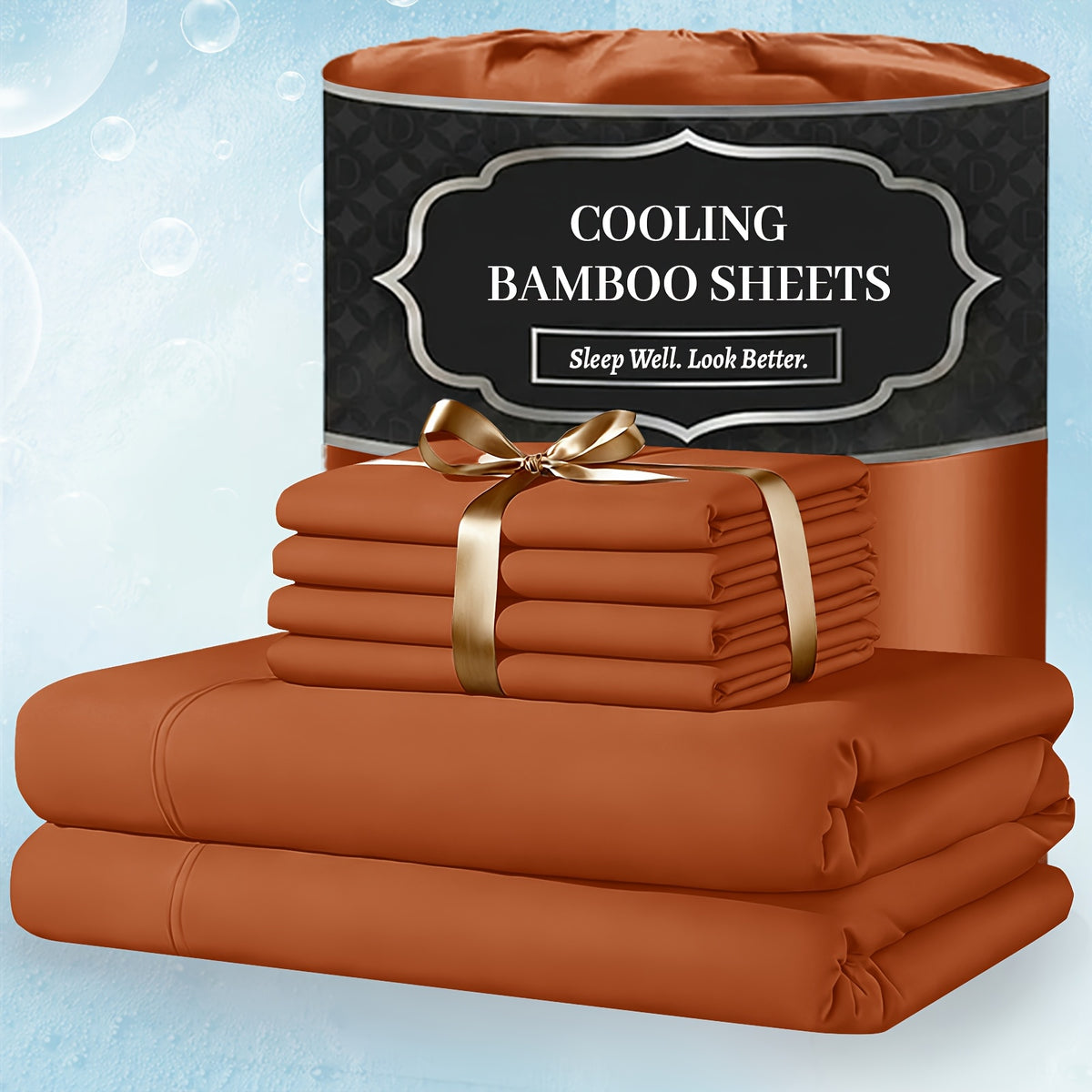 Bamboo Bed Sheet Set Extra Deep Pocket – 4 & 6 Piece Breathable Cooling Fitted Sheet Set, Soft Wrinkle-Free Hotel Luxury Bedding for Hot Sleepers, Twin Full Queen King Size with Pillowcases