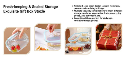 Glass Food Storage Containers Set 16 Piece – Airtight Borosilicate Glass Meal Prep Containers with Lids, Microwave Oven Safe, Lunch Box for Salads Fruits Vegetables, Gray Green Blue Colorful