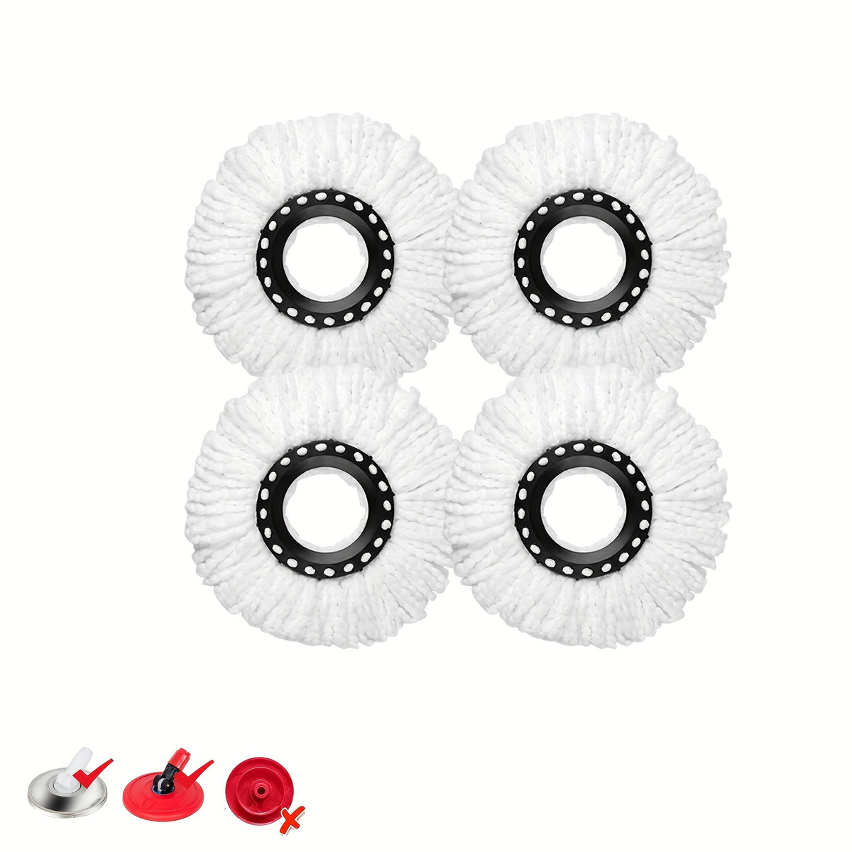 Spin Mop Replacement Heads Microfiber 360° - 4 or 8 Pack Refills for Standard Rotary Mop, Machine Washable, Reusable, Fits Wood Tile Laminate Marble Floors