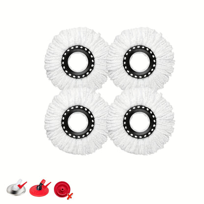 Spin Mop Replacement Heads Microfiber 360° - 4 or 8 Pack Refills for Standard Rotary Mop, Machine Washable, Reusable, Fits Wood Tile Laminate Marble Floors